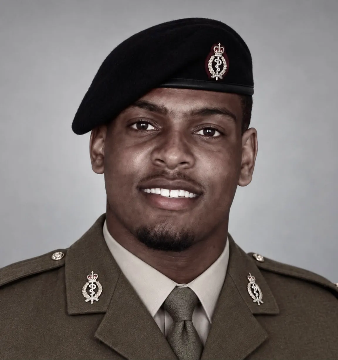 Jamal Akim in uniform and beret
